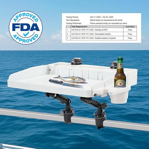 HITORHIKE Bait Board Set with Mounts & Extenders – White Cutting Board for Bass, Center Console, Pontoon Boats – Great for Fishing, Filleting, Outdoor Cooking (Round & Square Rail Mount Set) in Saudi Arabia