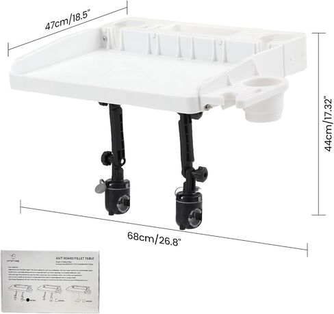 HITORHIKE Bait Board Set with Mounts & Extenders – White Cutting Board for Bass, Center Console, Pontoon Boats – Great for Fishing, Filleting, Outdoor Cooking (Round & Square Rail Mount Set) in Saudi Arabia