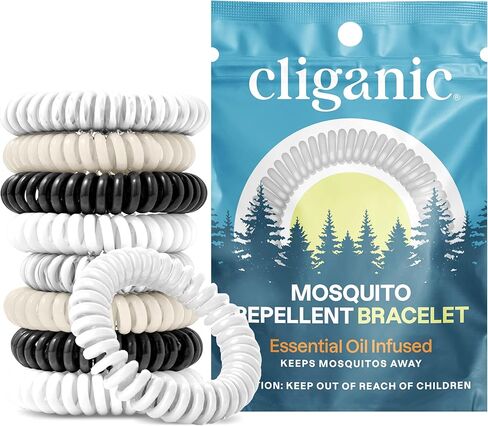 Cliganic 20 Pack Mosquito Repellent Bracelets for Adults & Kids (Neutral Colors) - Natural DEET-Free Bands, Individually Wrapped in Saudi Arabia
