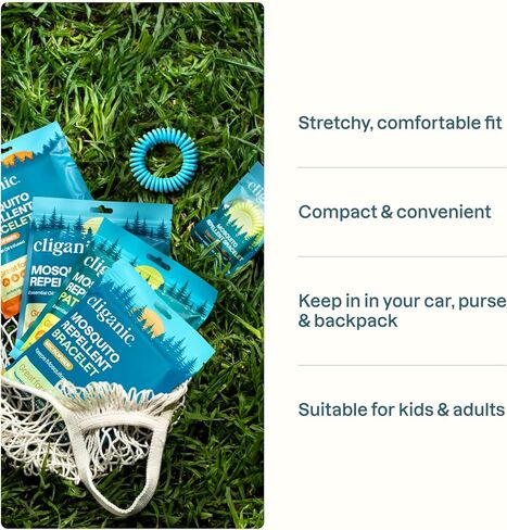 Cliganic 20 Pack Mosquito Repellent Bracelets for Adults & Kids (Neutral Colors) - Natural DEET-Free Bands, Individually Wrapped in Saudi Arabia