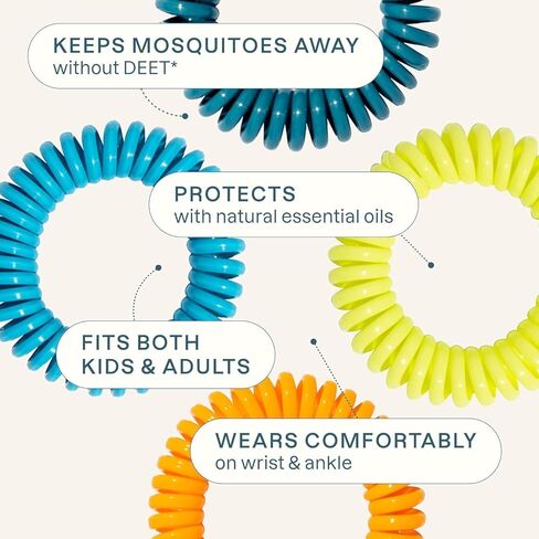 Cliganic 20 Pack Mosquito Repellent Bracelets for Adults & Kids (Neutral Colors) - Natural DEET-Free Bands, Individually Wrapped in Saudi Arabia