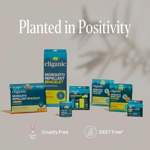 Cliganic 20 Pack Mosquito Repellent Bracelets for Adults & Kids (Neutral Colors) - Natural DEET-Free Bands, Individually Wrapped in Saudi Arabia
