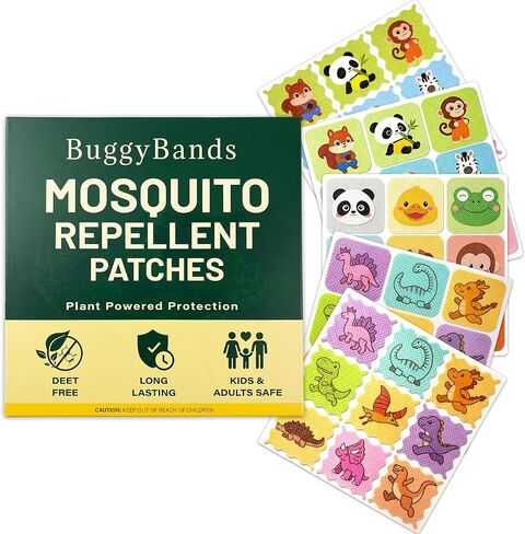 ملصقات BuggyBands الطاردة للبعوض للأطفال والعائلة (432 قطعة) - تصميمات حيوانات وديناصورات لطيفة، زيوت عطرية نباتية، خالية من DEET - رقع بعوض طبيعية ممتعة للأنشطة الخارجية in Saudi Arabia