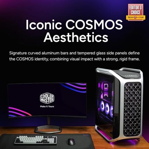 Cooler Master Cosmos Alpha Full Tower ATX PC Case – Flagship Curved Aluminum Frame, Powerful 200mm Dual Intake Fans, Fits 400mm GPUs & 420mm Radiators, ARGB Chassis Underglow, Limited Edition in Saudi Arabia