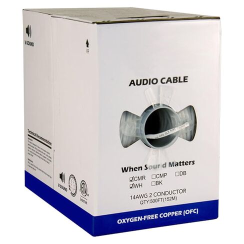 Audio Cable, 14AWG, 2 Conductor, 41 Strand, 500 ft, PVC Jacket, Pull Box, White in Saudi Arabia