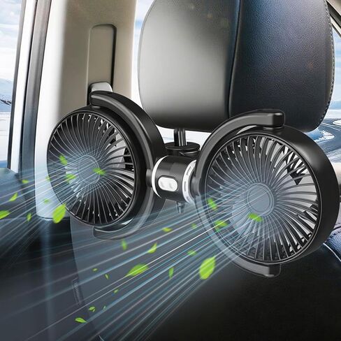 مروحة سيارة للأطفال في المقعد الخلفي، مراوح مقعد سيارة USB مزدوجة الرأس، قوية 3 سرعات 360 درجة قابلة للدوران، مروحة تبريد مزدوجة الرأس لمقعد السيارة لسيارة سيدان SUV RV in Kuwait