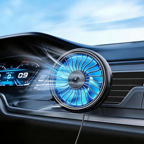 USB Car Vent Fan - Powerful 3 Speed with Colorful Lights, 360° Rotatable Quiet Clip Fan to Boost Cold Air for Vehicle, Truck, SUV, Van, RV in Saudi Arabia