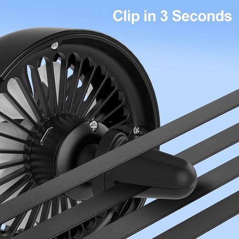 USB Car Vent Fan - Powerful 3 Speed with Colorful Lights, 360° Rotatable Quiet Clip Fan to Boost Cold Air for Vehicle, Truck, SUV, Van, RV in Saudi Arabia