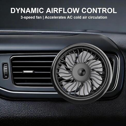 USB Car Vent Fan - Powerful 3 Speed with Colorful Lights, 360° Rotatable Quiet Clip Fan to Boost Cold Air for Vehicle, Truck, SUV, Van, RV in Saudi Arabia