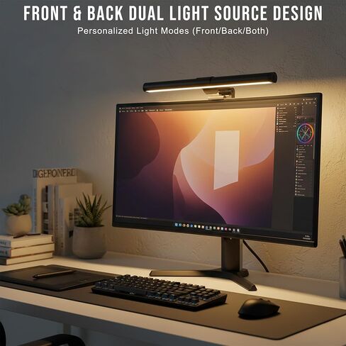 شريط ضوء الشاشة مع التحكم باللمس، مصباح مكتب RGB مصباح شاشة كامل الطيف، مصباح شاشة ضوء أزرق منخفض خالي من الوهج مع وضع الذاكرة، يعمل بمنفذ USB للألعاب والمكتب والعمل in Saudi Arabia