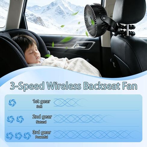 Car Fans for Backseat for Kids，Battery Operated Car Seat Fan for Car Baby Rear Facing in Saudi Arabia