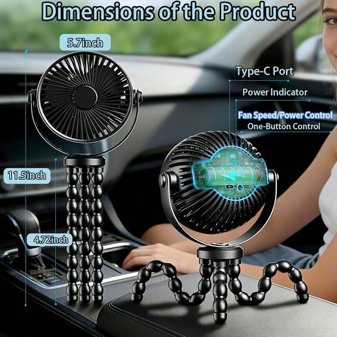 Car Fans for Backseat for Kids，Battery Operated Car Seat Fan for Car Baby Rear Facing in Kuwait