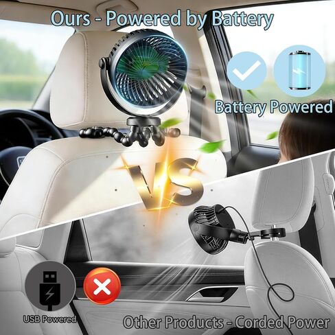 Car Fans for Backseat for Kids，Battery Operated Car Seat Fan for Car Baby Rear Facing in Kuwait