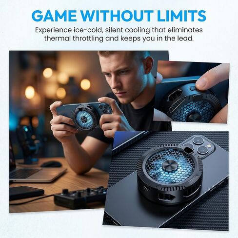 External Cooling Fans for ipad/Surface pro, Compatible for Steam Deck,Universal Radiator with Temperature Display for Mobile Gaming,Tiktok Live Streaming-Black in Saudi Arabia