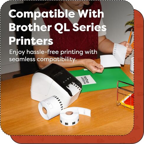 مواد لاصقة إيجيس - بديلة لـ Brother DK-1202 (10 بكرات، إجمالي 3000) 2.4 بوصة × 3.9 بوصة ملصقات شحن حرارية مباشرة مع 10 إطارات قابلة لإعادة الاستخدام - متوافقة مع طابعات QL، QL-800، QL-810W، QL-820NWB in Kuwait