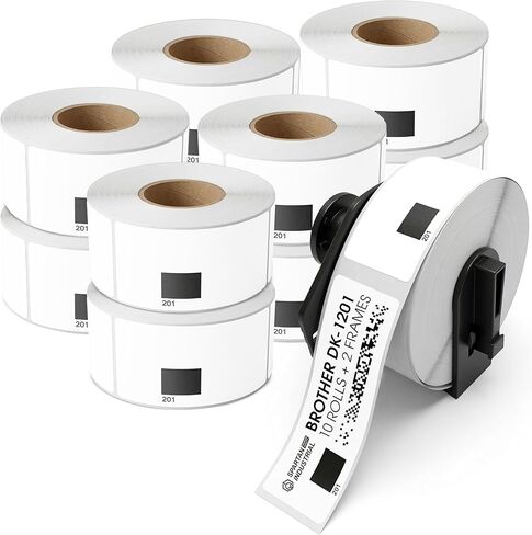 Spartan Industrial - Replacement for Brother DK-1202 (10 Rolls, 3000 Total) 2.4" X 3.9" Direct Thermal Shipping Labels with 2 Reusable Frames - Compatible with QL Printers, QL-800, QL-810W, QL-820NWB in Saudi Arabia
