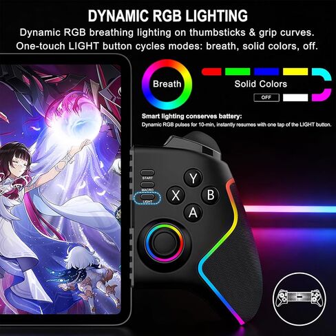 Joso Phone Controller for iPad 13" & Tablet, iPhone Controller Android Control with Hall Joysticks/Triggers/Macro/Turbo/RGB Light, and Clamp Lockable iPad, Play P5/P4/Xbox/PC Streaming & Cloud Gaming in Saudi Arabia