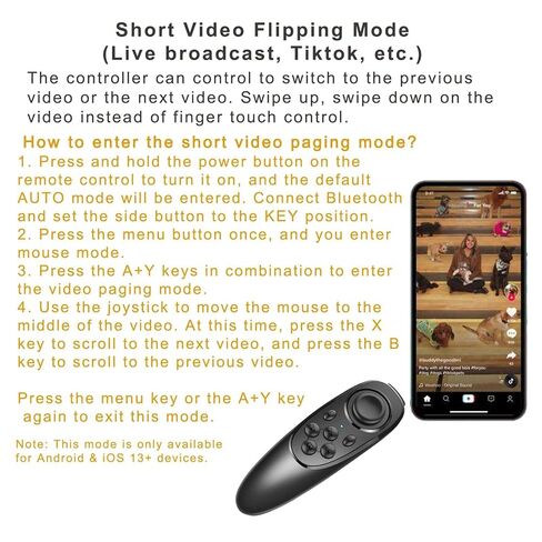 Hoorawwi VR جهاز التحكم عن بعد Gamepad سماعة الواقع الافتراضي التحكم بالبلوتوث VR فيديو، لعبة، صورة شخصية، قلب الكتاب الإلكتروني/PPT/صفحة الزاوية، الماوس، في هاتف iPhone الذكي والكمبيوتر اللوحي والكمبيوتر المحمول in Kuwait