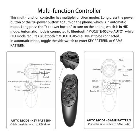 Hoorawwi VR جهاز التحكم عن بعد Gamepad سماعة الواقع الافتراضي التحكم بالبلوتوث VR فيديو، لعبة، صورة شخصية، قلب الكتاب الإلكتروني/PPT/صفحة الزاوية، الماوس، في هاتف iPhone الذكي والكمبيوتر اللوحي والكمبيوتر المحمول in Kuwait