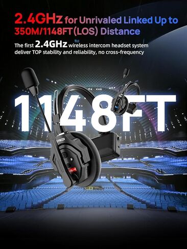 SYNCO XTALK X2 Wireless Headset Intercom System, 2 Person Full Duplex Communication Headsets 350M with Noise Reduction for Movie Shoot Live Show Stage Performance in Saudi Arabia