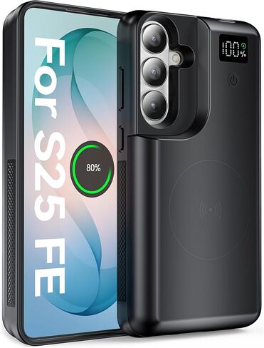 حافظة بطارية NEWDERY لهاتف Galaxy S25 FE، حافظة شحن واقية محمولة بقدرة 10000 مللي أمبير في الساعة، حزمة بطارية بنك الطاقة الاحتياطية، دعم مزامنة البيانات، شاشة رقمية، متوافقة مع هاتف Samsung Galaxy S25 FE مقاس 6.7 بوصة in Kuwait