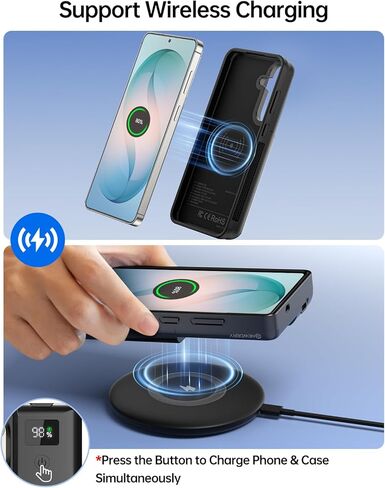 حافظة بطارية NEWDERY لهاتف Galaxy S25 FE، حافظة شحن واقية محمولة بقدرة 10000 مللي أمبير في الساعة، حزمة بطارية بنك الطاقة الاحتياطية، دعم مزامنة البيانات، شاشة رقمية، متوافقة مع هاتف Samsung Galaxy S25 FE مقاس 6.7 بوصة in Kuwait