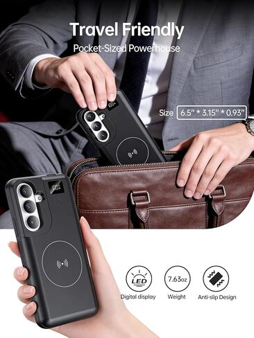 حافظة بطارية NEWDERY لهاتف Galaxy S25 FE، حافظة شحن واقية محمولة بقدرة 10000 مللي أمبير في الساعة، حزمة بطارية بنك الطاقة الاحتياطية، دعم مزامنة البيانات، شاشة رقمية، متوافقة مع هاتف Samsung Galaxy S25 FE مقاس 6.7 بوصة in Kuwait