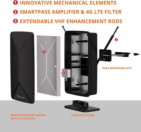 AT-406BV لوحة مسطحة صغيرة بيج بوي داخلي/خارجي Smartpass هوائي HDTV مضخم مع مكاسب عالية وفلتر 4G LTE مدمج in Kuwait