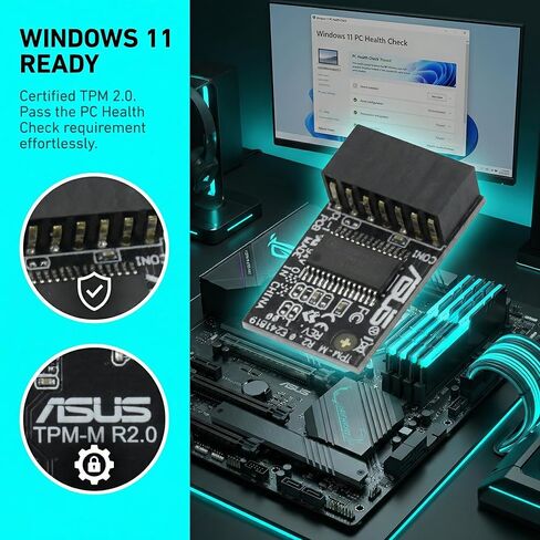 وحدة TPM 2.0 للوحات الأم ASUS (14-1 Pin LPC)، مجموعة شرائح Infineon الأصلية، مُحسّنة لمنصات ASUS DDR4، تدعم Windows 11 وBitLocker، تحل محل TPM-M R2.0 in Kuwait