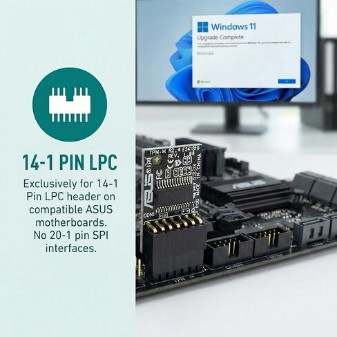 وحدة TPM 2.0 للوحات الأم ASUS (14-1 Pin LPC)، مجموعة شرائح Infineon الأصلية، مُحسّنة لمنصات ASUS DDR4، تدعم Windows 11 وBitLocker، تحل محل TPM-M R2.0 in Kuwait