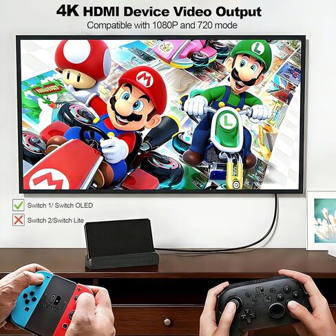 محطة إرساء تلفزيون لنينتندو سويتش/OLED، قاعدة محمولة مع منفذ LAN 1000 ميجا بايت في الثانية، 4K HDMI TV USB 2.0 ومنفذ شحن USB C لنينتندو سويتش (لا تدعم سويتش 2) in Kuwait