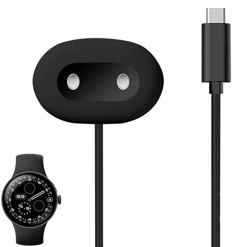 Miimall for Pixel Watch 4 Charger Dock, Quick Charging Type-C Charge Cable, 2 Pin Cord Matte Side Charger Dock Compatible for Google Pixel Watch 4 41mm/45mm, Black in Saudi Arabia