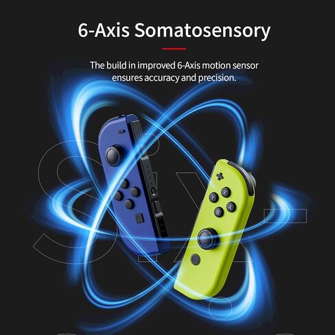 Tideal Set of Replacement Controller for Nintendo Switch - Compatible with Nintendo Switch (1) / OLED/Lite - Dual Vibration/Motion Control / 6-Axis Gyro (Blue & Yellow) in Saudi Arabia