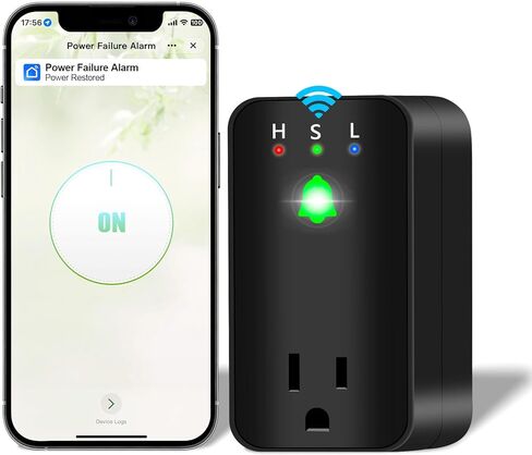 Power Failure Alarm with WiFi App Notifications, Loud 110dB Smart Power Outage LED Indicator Voltage Detection, Failure Detector for Freezer, GFCI Trips, Sump Pump, Greenhouse in Saudi Arabia