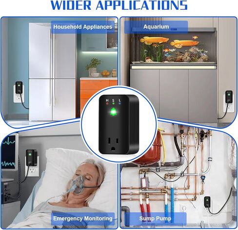 إنذار انقطاع الطاقة مع إخطارات تطبيق WiFi، مؤشر LED لانقطاع الطاقة الذكي بصوت عالٍ 110 ديسيبل، كشف الجهد الكهربي، كاشف فشل للفريزر، رحلات GFCI، مضخة مستنقع، دفيئة in Kuwait
