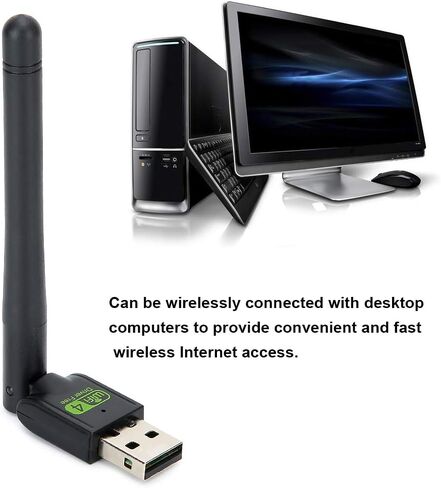 Wireless Network Card, USB2.0 WiFi Adapter Antenna Receiver 150Mbps with Security, Easy Installation, External Antenna for Desktop Computers, Laptops, and More in Saudi Arabia
