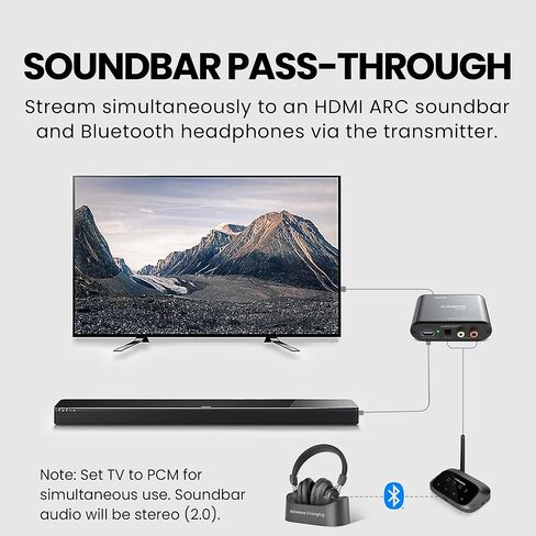 Avantree Oasis Plus 2 + HAX06 Bundle – HDMI ARC Audio Extractor & Bluetooth 5.3 Transmitter for TV, Stream Audio to Headphones & Soundbar Simultaneously, Perfect for HDMI-Only TVs in Saudi Arabia