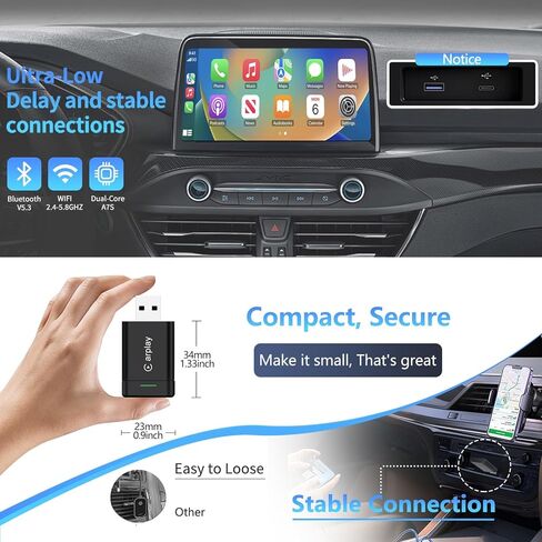2026 Upgraded Wireless CarPlay Adapter for iPhone – Mini Wired to Wireless Dongle, Fast 5.8GHz WiFi & Bluetooth Connection, Plug & Play, Universal for OEM Wired CarPlay Cars in Saudi Arabia