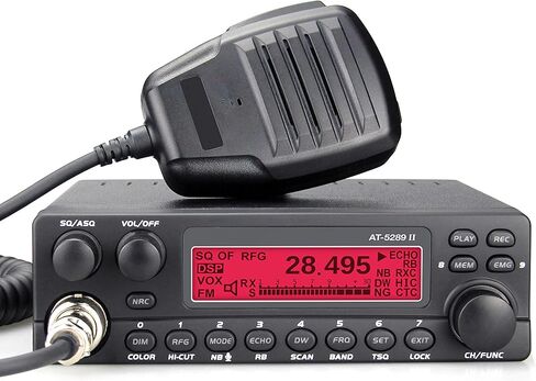 جهاز إرسال واستقبال بطول 10 أمتار بقدرة 50 وات AM/FM قابل للبرمجة مع تقليل الضوضاء NRC AT-5289 II، CTCSS/DCS، التسجيل، ساعة مزدوجة وراديو SWR Ham in Kuwait