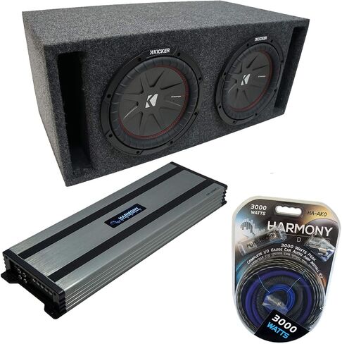 حزمة Harmony Audio Kicker متوافقة مع السيارة العالمية 43CWR122 CompR CWR المزدوجة 12 بوصة مع مضخم صوت HA-A1500.1 in Saudi Arabia