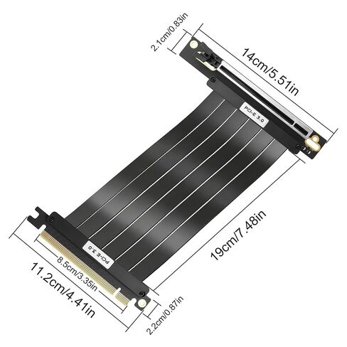 XMSJSIY PCI-E 3.0 16x Riser Cable Extension Card Shielded High Speed GPU Vertical Mount PCIe 3.0 16x Male to Female 90 Degree Right Angle Graphic Card Support RTX3060-20CM/7.87Inch in Saudi Arabia