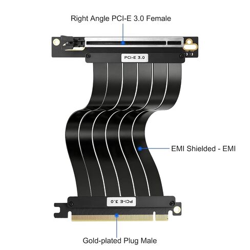 XMSJSIY PCI-E 3.0 16x Riser Cable Extension Card Shielded High Speed GPU Vertical Mount PCIe 3.0 16x Male to Female 90 Degree Right Angle Graphic Card Support RTX3060-20CM/7.87Inch in Saudi Arabia