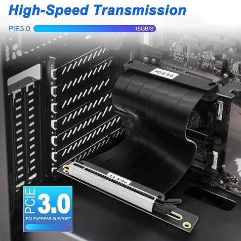 XMSJSIY PCI-E 3.0 16x Riser Cable Extension Card Shielded High Speed GPU Vertical Mount PCIe 3.0 16x Male to Female 90 Degree Right Angle Graphic Card Support RTX3060-20CM/7.87Inch in Saudi Arabia