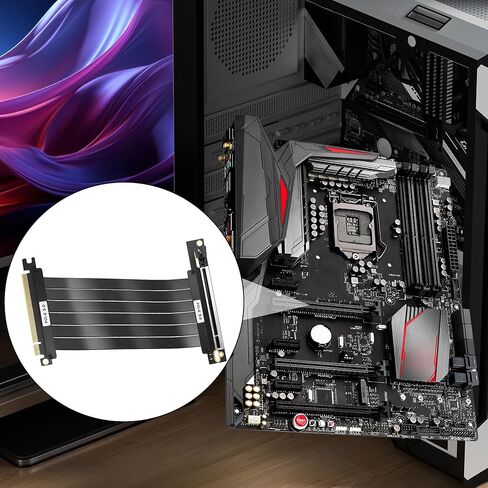 XMSJSIY PCI-E 3.0 16x Riser Cable Extension Card Shielded High Speed GPU Vertical Mount PCIe 3.0 16x Male to Female 90 Degree Right Angle Graphic Card Support RTX3060-20CM/7.87Inch in Saudi Arabia