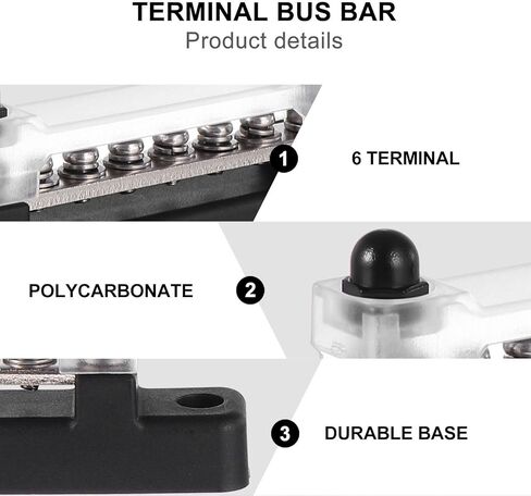 6-Position Copper Bus Bar Distribution Terminal Block, Straight Power Distribution Block for Car and Boat Amplifier Installation, High Current Dc/ac Connector in Saudi Arabia
