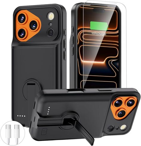 BOPPS 2025 New Battery Case for iPhone 17 Pro Max with Stand,Ultra Slim 8500mAh Portable Rechargeable Strong Protective Extended Charger Cover for iPhone 17 Pro Max Charging Case-6.9inch Black in Saudi Arabia