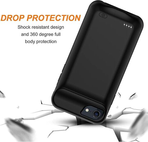 Battery Case for iPhone 6/6s/7/8/SE(2020/2022),Upgraded 10000mAh Rechargeable Portable Protective Extended Charger Case Compatible with iPhone 8/7/6s/6/SE2/3 (4.7 inch) Charging Case & Carplay (Black) in Saudi Arabia