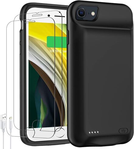 Battery Case for iPhone 6/6s/7/8/SE(2020/2022),Upgraded 10000mAh Rechargeable Portable Protective Extended Charger Case Compatible with iPhone 8/7/6s/6/SE2/3 (4.7 inch) Charging Case & Carplay (Black) in Saudi Arabia