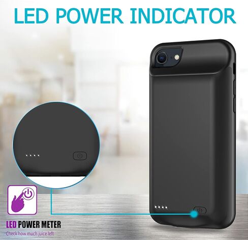 Battery Case for iPhone 6/6s/7/8/SE(2020/2022),Upgraded 10000mAh Rechargeable Portable Protective Extended Charger Case Compatible with iPhone 8/7/6s/6/SE2/3 (4.7 inch) Charging Case & Carplay (Black) in Saudi Arabia