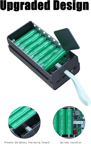18650 صندوق شاحن USB حامل الهاتف المحمول C16PD إصدار الطاقة لصندوق شاحن الغلاف مع طقم طاقة الإضاءة 18650 DIY قابل للإزالة بدون لحام 16 قسم 18650 طقم طاقة DIY Mobile (أسود) in Saudi Arabia